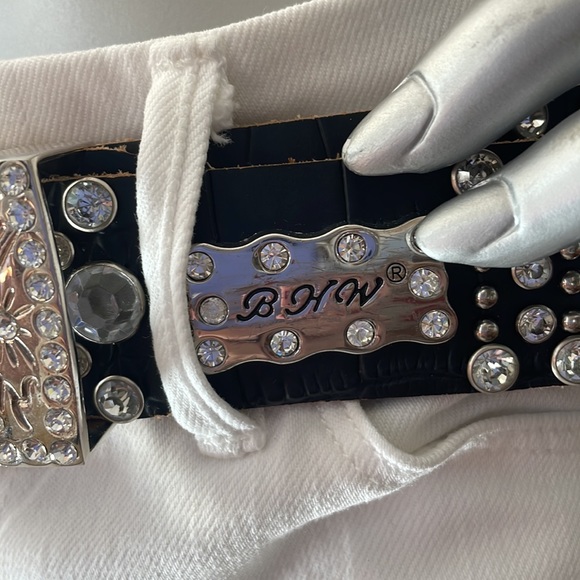 BHW Black Leather with Rhinestones, Chrystals and Studs - Picture 6 of 12